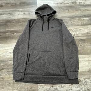 Nike Dri-Fit Black Heather  Gray Mens L Standard Fit Hoodie Mock Neck Sweatshirt
